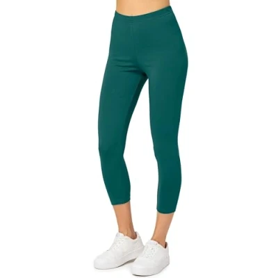 Afbeelding van Merry Style MS MS10 199 LE Dames Capri Leggings Sport Vrijetijdsbroek 3/4 Lengte Katoen Sporbroek Yogabroek Smaragdgroen L
