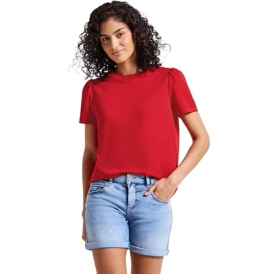 Afbeelding van Street One Studio MIT PUFFÄRMELN Tshirt basic, Dames, Maat: 40, Rot