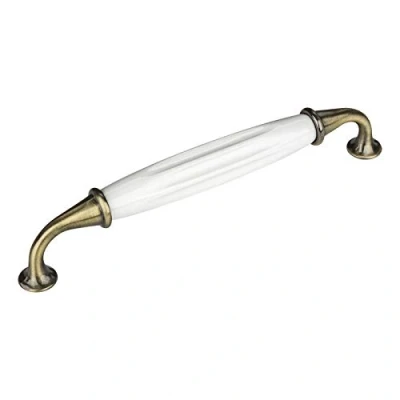 Afbeelding van 5 x Meubelgreep JOHANNA Boorgatafstand 160 mm Antiek messing wit Porseleingreep van SOTECH