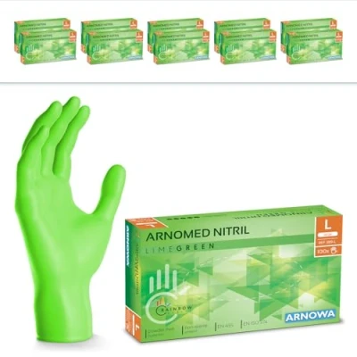 Afbeelding van ARNOMED wegwerphandschoenen groen, nitril handschoenen L, met 2000 stuks, poedervrij. Latexvrije rubber handschoenen, verkrijgbaar in XS, S, M, L &amp; XL