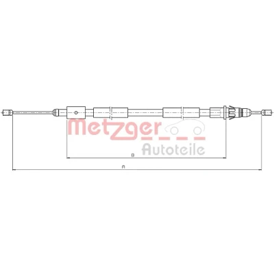 Afbeelding van METZGER 10.4657 Handremkabel Links achter 1860/1645mm Schijfremmen COFLE CITROЁN: Xsara Picasso (N68) 1.8 16V, 2.0 HDi, 1.6 16V