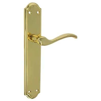 Afbeelding van Amig Deurklinkset, ideaal voor binnendeuren met zwengel, comfortabel, elegant en tijdloos, Zamak, goudkleurig, 242 x 44 mm