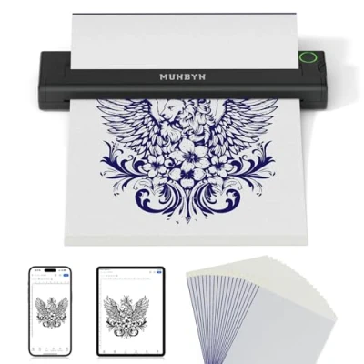 Afbeelding van MUNBYN ITP05 Tatoo thermische printer, bluetooth, draagbaar, draadloos, voor reizen, compatibel met Android en iOS telefoons laptops, kleine zwart