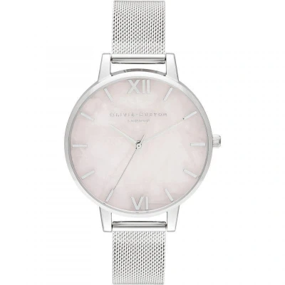 Afbeelding van Olivia Burton Semi Precious silver Rose quartz Dameshorloge OB16SP18 Mesh strap Zilver 38 MM