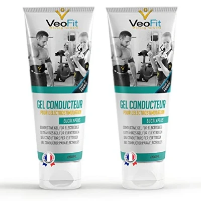 Afbeelding van VEOFIT Contactgel met Eucalyptus voor Elektrostimulatie 2*250mL Made in France geleidende elektrode gel TENS / EMS buikspiergordel huidbescherming en hydratatie elektroden therapie