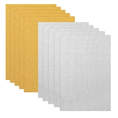 Afbeelding van ULTNICE 10 stuks glitter kaartstok papier biljetten A4 kaart voor doe het zelf materiaal handwerk scrapbook (goud + zilver)