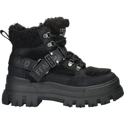 Afbeelding van Buffalo Aspha COM MID WARM Veterboots, Dames, Maat: 40, Black Imitatieleer/ textiel