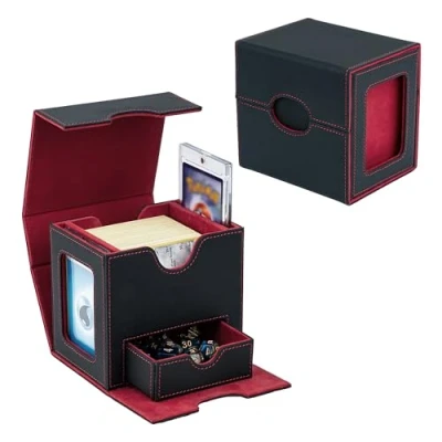 Afbeelding van Tolesum MTG Deckbox met 2 commandander displays, 35 delige magneetkaarthouder, etalage, geschikt voor 100 + dubbel omhulde kaarten, verzamelkaartenbox Magic Commander TCG kaarten kubusvak,