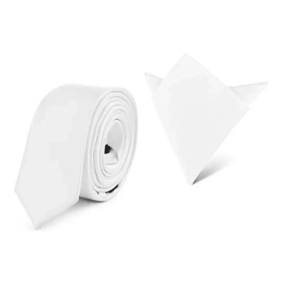 Afbeelding van Ladeheid Heren Stropdas &amp; Pochet Set SP/P (150cm x 5cm, 22cm 22cm, Wit)