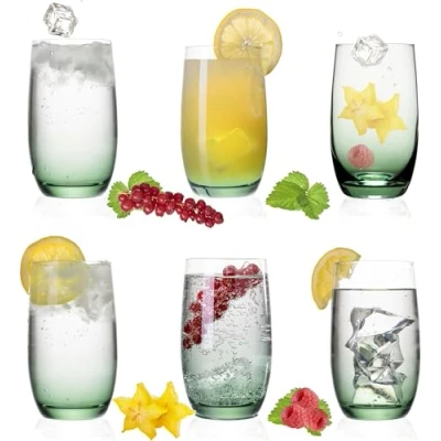 Afbeelding van PLATINUX Elegante ombré drinkglazen, groen, van glas, 280 ml (max. 370 ml), 6 delige waterglazen, sapglazen, longdrinkglazen