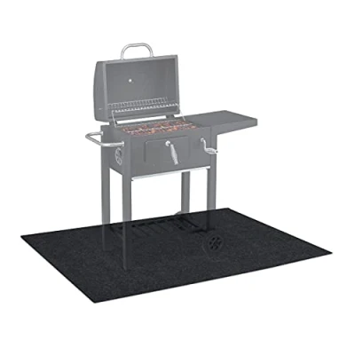 Afbeelding van Relaxdays bbq mat barbecue vloermat antislip 120 x 100 cm kleed antraciet