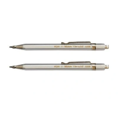 Afbeelding van KOH I NOOR Valpotlood No. 5228CL kort vulpotlood metaal set van 2 zilver