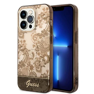 Afbeelding van Guess Toile de Jouy Back Case Geschikt voor Apple iPhone 14 Pro (6.1&quot;) Bruin