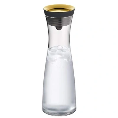 Afbeelding van WMF Basic waterkaraf van glas, 1 liter, glazen karaf met deksel, siliconen CloseUp sluiting, goud