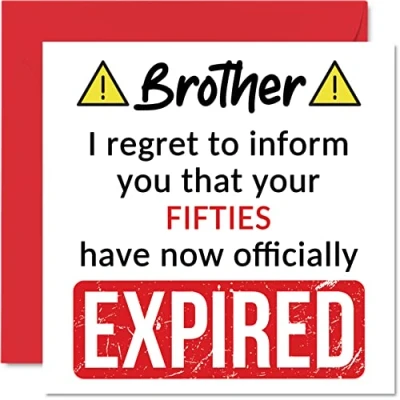 Afbeelding van Grappige 60e verjaardagskaarten voor broer je vijftig zijn verlopen gelukkige verjaardagskaart van zus stiefbroer of zus, 145mm x Banter Joke Humor Bday wenskaarten cadeau