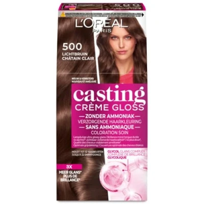Afbeelding van 3x L&#039;Oréal Casting Crème Gloss Semi Permanente Haarkleuring 500 Café Lungo Lichtbruin