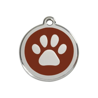 Afbeelding van Paw Print Brown roestvrijstalen hondenpenning medium/gemiddeld dia. 3 cm RedDingo