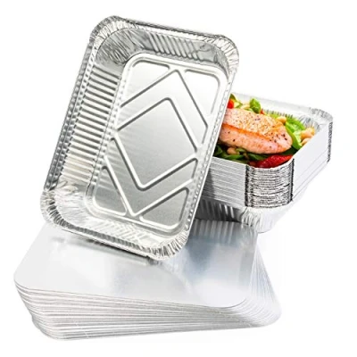 Afbeelding van MATANA 25 Wegwerp Aluminium Bakjes met Deksel 1200ml / 22x17cm Sterk, Lekvrij &amp; Praktisch Koken, Bakken, Grillen, Invriezen
