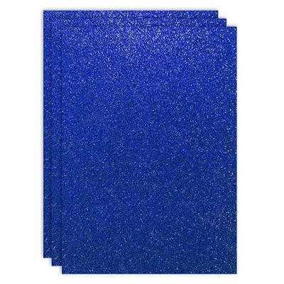 Afbeelding van RAYLU PAPER Gekleurd glitterkarton, A4, 200 g/m² dik, karton met glitter, voor knutselwerk, 3 stuks (donkerblauw)