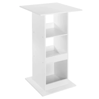 Afbeelding van WOLTU Bartafel, bistrotafel, statafel, keukentafel, toontafel, hoekige tafel met 3 planken, voor bar, keuken, woonkamer, van hout, tafelhoogte 112 cm, wit, BT36ws