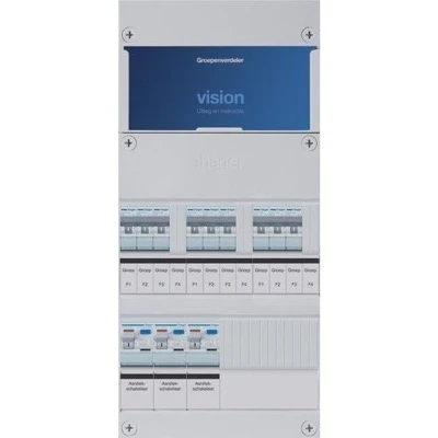 Afbeelding van Hager groepenkast 1/3 fase 9 groepen, 3 Aardlekschakelaars 2 P 220 x 475mm