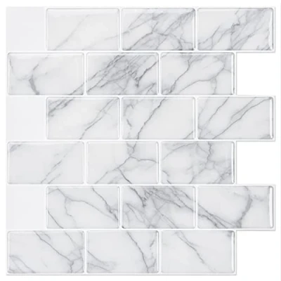 Afbeelding van Art3d 10 vellen schil en plak backsplash tegel voor keuken (30 x 30 cm, grijs marmer) (A17053P10)