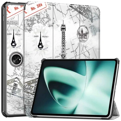 Afbeelding van OnePlus Pad Hoes: iMoshion Design Trifold Bookcase Parijs Kunstleder Tablet Hoezen