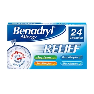 Afbeelding van Benadryl Allergie verlichtingscapsules (1 x 24), antihistaminecapsules met acrivastine, hooikoortstabletten ter verlichting, geschikt voor huisdier , stof en huidallergieën