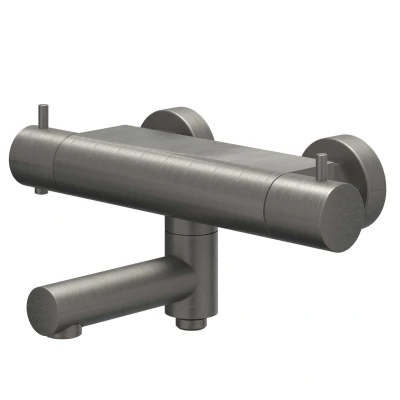 Afbeelding van IVY Bond opbouw badthermostaatkraan draaibare uitloop cooltouch Geborsteld Metal Black PVD