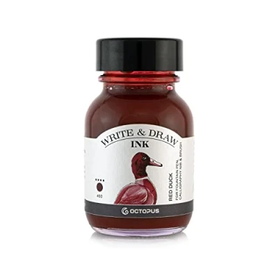 Afbeelding van Octopus Write and Draw Ink 450 Red Duck, watervaste inkt voor schrijven en tekenen, kalligrafie inkt, lichtechte tekeninkt vulpen, glaspen, penseel, 50 ml