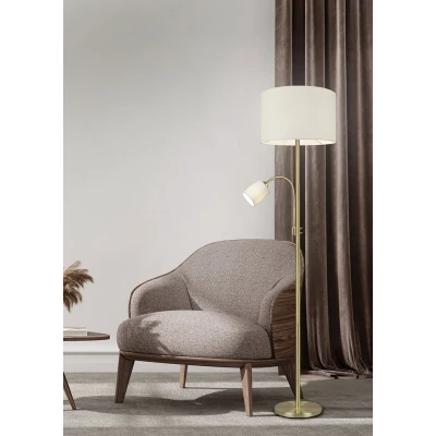 Afbeelding van Trio leuchten LED Vloerlamp E27 Fitting Rond Crème Aluminium