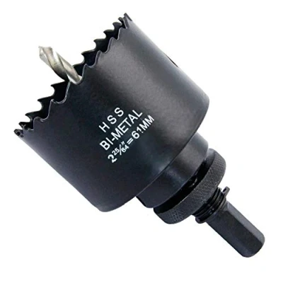 Afbeelding van Crown 61mm, LAIWEI gatenfrees met A2 zware doorn, 4341 boor, Snijdiepte 38mm, Voor het boren van gaten in hout, aluminium profielen, PVC en metalen buizen.