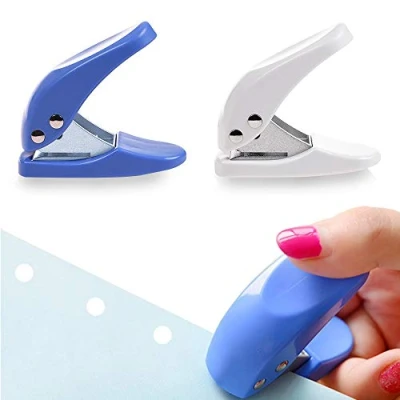 Afbeelding van MOAMUN Papierperforator met 1 gat, draagbare perforator, 10 vellen tegelijk, willekeurige kleur (2)