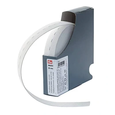 Afbeelding van prym Knoopsgatenelastiek wit (25 mm, 10 m) Elastiek 1 Stuk