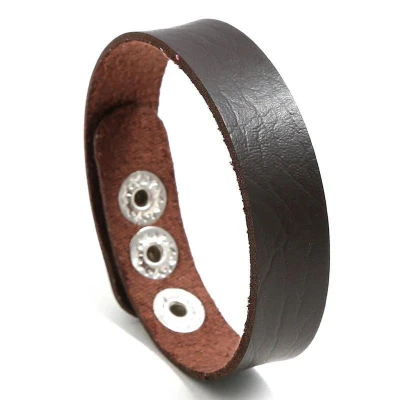 Afbeelding van Heren Armband Leer Bruin Minimalist Leren Armbanden Cadeau voor Man Mannen Cadeautjes