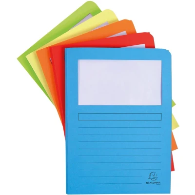 Afbeelding van Exacompta ref. 50550E Set van 50 plasticvrije venstermappen SUPER 160 g/m² pastelkleuren in PEFC™ gecertificeerde mappen Afmetingen: 22 x 31 cm 5 geassorteerde kleuren