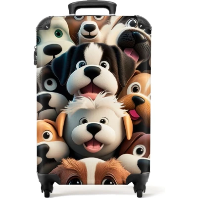 Afbeelding van NoBoringSuitcases.com® Kinder reiskoffer met honden Trolley koffer kinderen 55x35x25