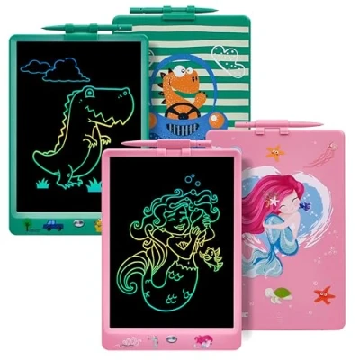 Afbeelding van DYNASONIC DYNA PM Dinosaurusborden + zeemeermin, 25,4 cm (10 inch), lcd kleurbord voor kinderen, magnetisch tekenbord, educatief speelgoed, cadeau kinderbord, 2 stuks