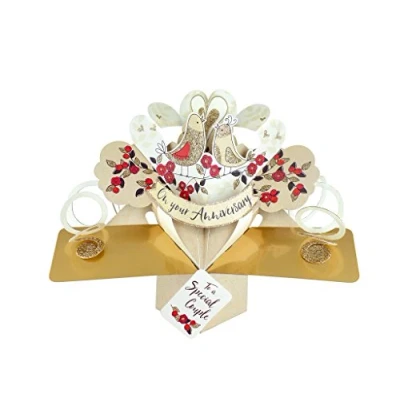 Afbeelding van 3D Pop up wenskaart met envelop On Your Anniversary