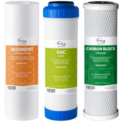 Afbeelding van iSpring F3 3 delige vervangende filterset voor waterfilters met standaard 10&quot; behuizingen (3 stuks: sediment, korrelige actieve kool, CTO Carbon Block)