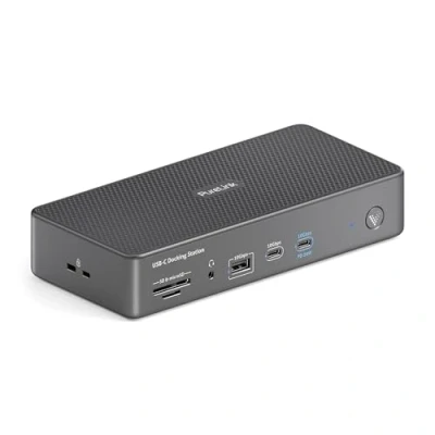 Afbeelding van Vuelogic USB C Docking Station Dual Screen, 14 in 1 USB4 Gen3 8K ondersteuning, 2X HDMI 4K, Thunderbolt 3 compatibel, Ethernet, multipoort, zwart