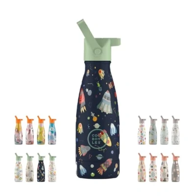 Afbeelding van Cool Bottles Waterfles Kinderen 260 ml Roestvrijstaal 36 uur koud, 18 warm BPA vrij Space Rockets 3D