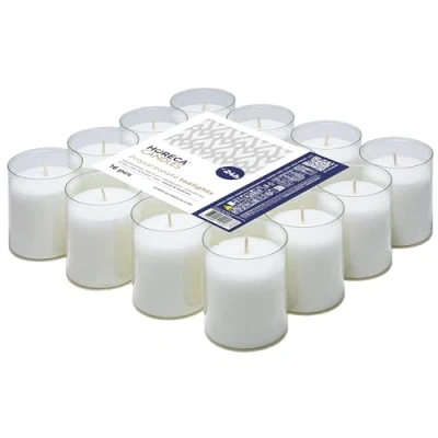 Afbeelding van Horeca Candles Witte Theelichtjes Brandduur 24 uur Set met 16 niet geparfumeerde Theelichtkaarsen Kaarsen voor bruiloft, decoratie, gastronomie