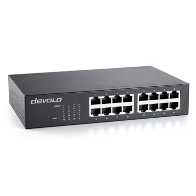 Afbeelding van devolo Gigabit Ethernet Switch 16 poorten onbeheerd LAN Netwerk verdeler 1000 Mbit/s zonder ventilator