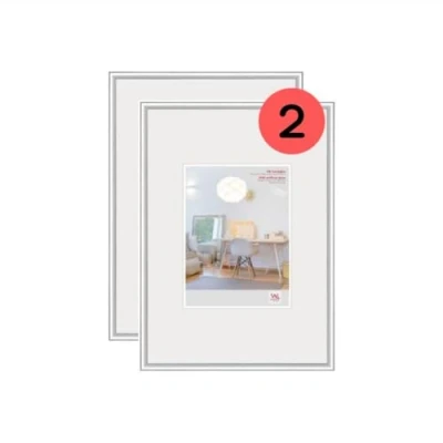 Afbeelding van walther design New Lifestyle KVX460SD Fotolijst, zilver, met kunstglas, dubbelpak, kunststof lijst