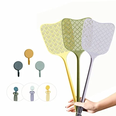 Afbeelding van jemique Vliegenmepper, XXL, extra grote stabiele handmatige vliegenklep, insectenmepper met sterke handgreep, muggenbescherming, vliegenbescherming voor vliegen, muggen en insecten, 3 stuks