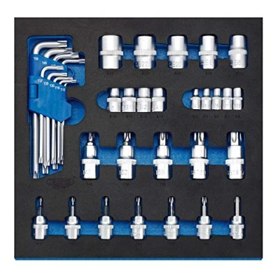 Afbeelding van Draper 63512 Schroevendraaier Invoegen Bits en TX Star Sleutels 35 Stuk Set in 1/4 Lade Eva