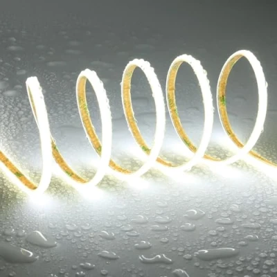 Afbeelding van TOPAI 24V dunne 5mm COB LED Strip Waterdicht 6000K Koel Wit 16.4ft Heldere 4000Lm CRI&gt;90 Uniform Dotless 400LEDs/M Zelfklevende Flexibele Snijbaar voor DIY, Slaapkamer, Onder Kast Verlichting