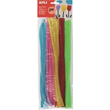 Afbeelding van Apli chenilledraad, blister met 50 stuks in geassorteerde fluo kleuren
