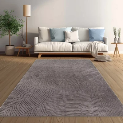 Afbeelding van Zacht Vloerkleed Emily Strepen Taupe 80x150 Cm